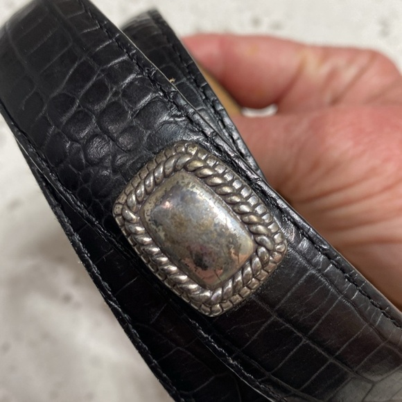 Brighton Concha belt Size XL 36 Black Silvertone buckle and concha’s FLAW - Picture 4 of 8